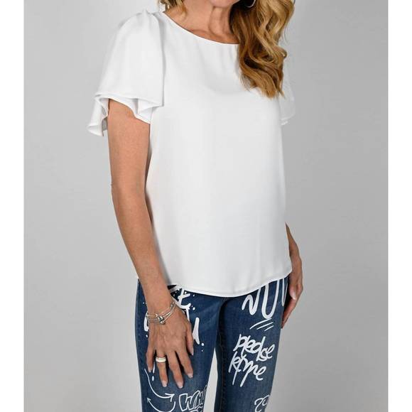 NEW FRANK LYMAN flutter sleeve shell top in off white - Picture 1 of 2